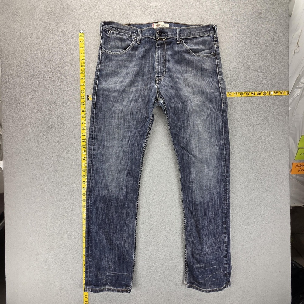 Vintage Levis 504 Jeans Mens 38x34 Blue Straight Engineered Dark Wash Honeycomb